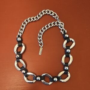 Vince Camuto Silver and Black Modern Chain Necklace